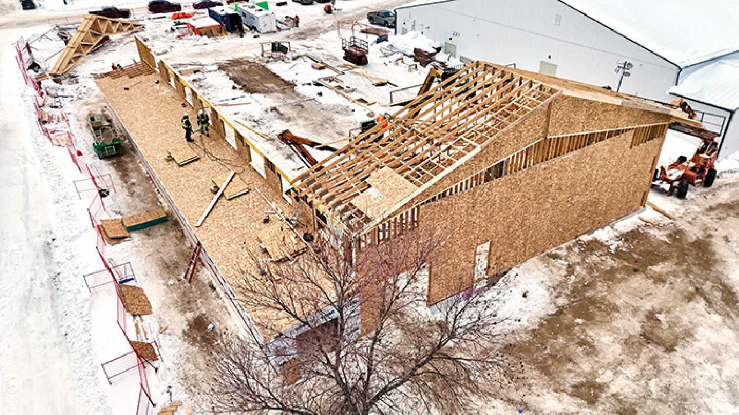 A photo showing progress on construction of the Rocanville pool.